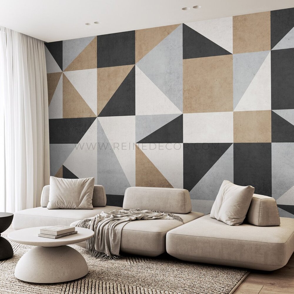 Mid-Century Geo Tiles Wallpaper | Retro Wall Art | Modern Geometric Wallpaper |